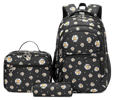 Produktbild von Schultasche mit Lunchbox – Leichtgewicht – Nylon – Mehrfächer – Geeignet für Jugendliche – Atmungsaktiver Schultergurt – Wasserabweisend – Buchtasche