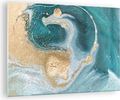 Produktbild von Bilder auf glas - Einteilig - Golden Türkis Hintergrund - 70x50cm - Glasbilder - Wandbilder - Bilder - zum Aufhängen bereit - Wanddekoration aus Glas - Glas Bilder - Wandbild auf Glas - GAA70x50-4969