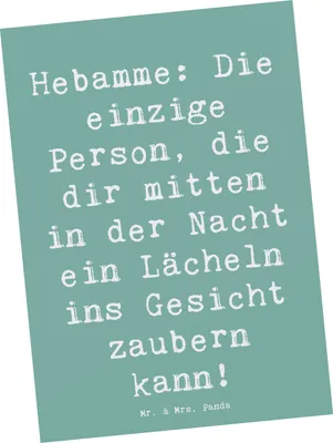 Produktbild von Mr. & Mrs. Panda Postkarte Spruch Hebamme Lächeln - Meeresbrise - Geschenk, kreative Geschenke, Fotokarte, Berufsliebe, zugewandt, Geburtshaus, Schwangerschaft, Grußkarte