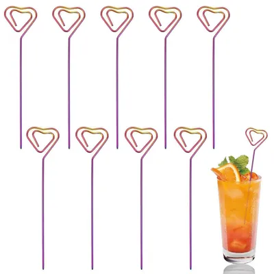 Produktbild von Cocktailspieße Edelstahl Herz 9 Stück Fingerfood Zubehör für Cocktails Sandwiches Partys Tischdeko