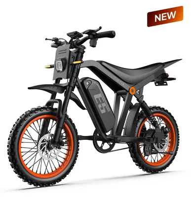 Produktbild von E-Bike Fatbike 48V 20Ah Akku 80km Reichweite 14x3.0 Zoll Schwarz Orange
