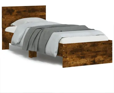 Obrázek produktu pro vidaXL Rám postele s čelem z kouřového dubu 90x200 cm materiál na bázi dřeva