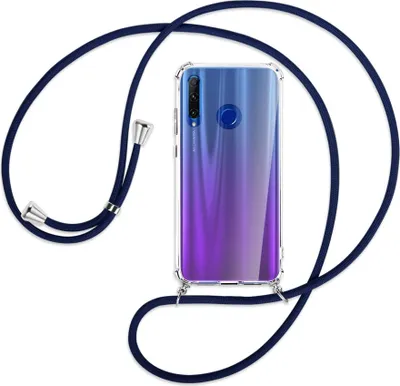 Produktbild von Handykette Backcover-Schutzhülle mit Band (Metall silberfarben) für Honor 20 Lite / 20e - dunkelblau