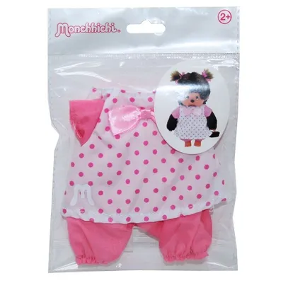 Produktbild von Monchhichi 254453 Kleidung Kleiderset mit Punkten rosa-weiß