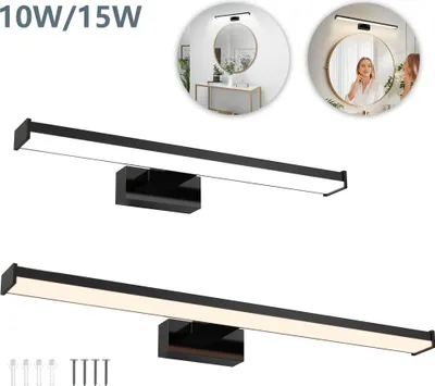 Image de LARS360 Lampe LED pour miroir 40cm 10W blanc chaud 700LM, économie d'énergie, design moderne, IP44, lampe de salle de bain Lampe de coiffeuse Applique murale