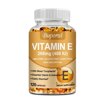 Immagine prodotto di Vitamina E 268 mg (120 capsule) Integratore alimentare, cuore, capelli, pelle, unghie, sistema immunitario, occhi