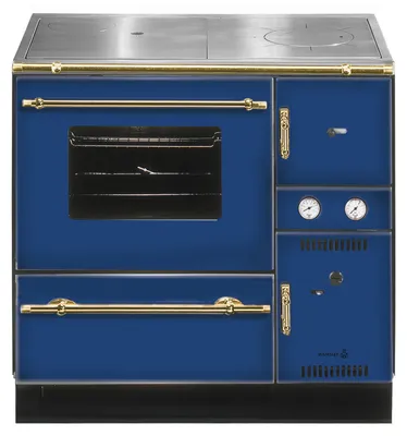 Produktbild von Wamsler K 148 CL Küchenofen wasserführend Blau / Gold, Rauchrohr links
