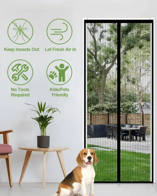 Immagine prodotto di Magneet Hordeur porta balcone insetto repellente 100x210cm - Tenda magnetica per balcone terrazza cantina - Montaggio autoadesivo - Porta zanzariera nera