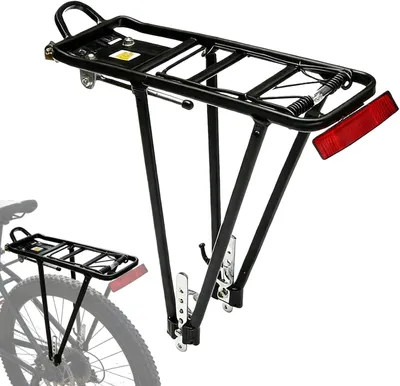 Zdjęcie produktu dla Bagażnik rowerowy, regulowany, 26-29 cali, aluminium, z odblaskiem, do MTB