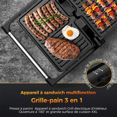 Produktbild von YASHE Sandwichmaker ABC183, 1500 W, 180°-Grill, Schwarz