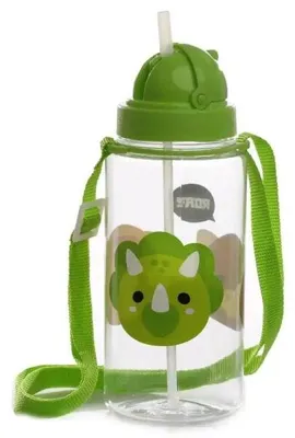 Zdjęcie produktu dla Butelka 450ml ze słomką i paskiem dinozaur