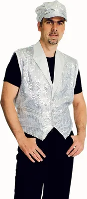 Produktbild von Weste Pailletten Show silber Größe: 46-48