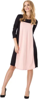 Obrázok produktu pre Dámske šaty mini dvojfarebného širokého strihu ; Salmon-Black/L/XL 40/42