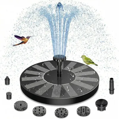Produktbild von Solar Brunnen 1.5 W, 6 Sprüheffekte, 4 Haltestangen, für Gartenteich