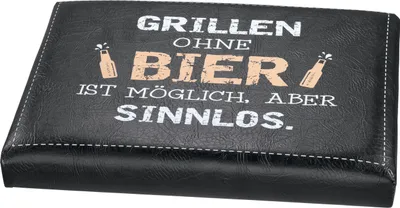 Produktbild von Gilde Sitzpolster, rechteckig, "Grill ohne Bier", Spruch, Kunststoff, schwarz, VE 6, L. 34 cm, B. 44 cm, H. 5 cm