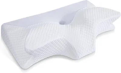 Produktbild von Ergonomisches Kopfkissen 70 x 40 x 8.5/14 cm, Memory-Schaum, weiß, für Nackenstütze