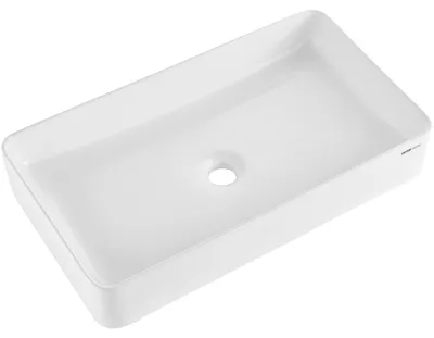 Produktbild von VEVOR Rechteckiges Waschbecken, 19" x 14,7" Waschbecken für das Badezimmer, Weißes Keramik-Waschbecken für die Arbeitsplatte, Moderner Stil, Hell und Elegant, Gut verpackt für Badezimmer, Hotel, Toilette, Wohnmobil, Quadrat-b, 61 x 35 cm