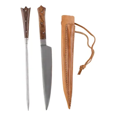 Produktbild von Mittelalter-Besteck Set Typ 3 inkl. Doppellederscheide Holzgriff