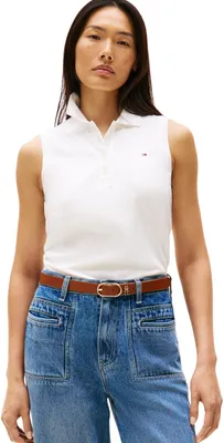 Produktbild von Tommy Hilfiger Damen Poloshirt Ärmellos 1985 Slim Fit, Weiß (Ecru), XL