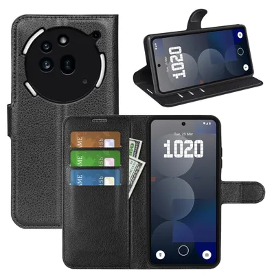 Produktbild von Für Nothing Phone 3a Pro Kunstleder Book Wallet Handy Tasche Hülle Cover Schwarz