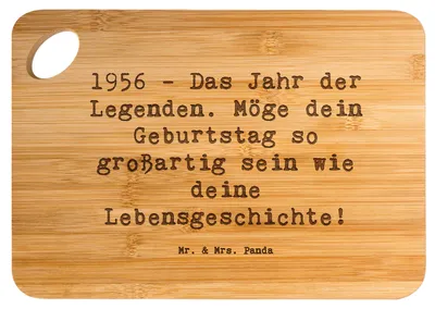 Produktbild von Mr. & Mrs. Panda Holzbrett Spruch 1956 Geburtstag - Transparent - Geschenk, Alter, Frühstücksbrettchen, Schneidebrett, Geboren am, Frühstücksbrett, Meilenstein, Brett