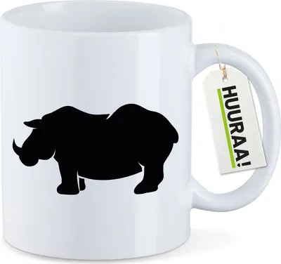 Produktbild von Huuraa Kaffeetasse Nashorn Silhouette 330ml Weiß Keramik Kaffeebecher Geschenkidee