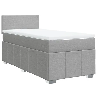 Produktbild von Boxspringbett mit Matratze Hellgrau 90x200 cm Stoff