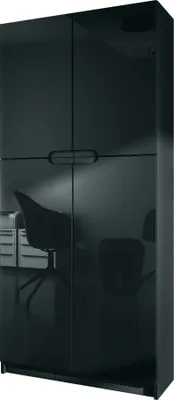 Produktbild von Vladon Büroschrank Logan V1,  Germany, Aktenschrank mit 5 Fächern und 4 Türen, Schwarz matt/Schwarz Hochglanz (82 x 185 x 37 cm)