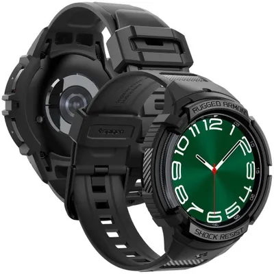 Produktbild von Spigen Rugged Armor Pro, Hülle, Smartwatch, Schwarz, Samsung, Galaxy Watch 6 Classic (47mm), Thermoplastische Polyurethane (TPU)
