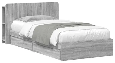 Produktbild von vidaXL Bettgestell mit Stauraum Grau Sonoma 90 x 200 cm Holzwerkstoff