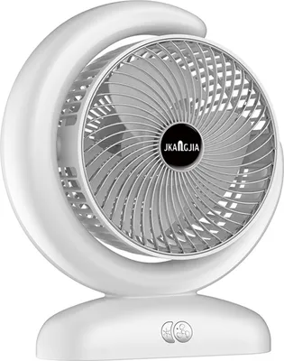 Produktbild von Tischventilator mit USB-Aufladung und Fernbedienung, einstellbarer Tisch-Umwaelzventilator mit 3 Geschwindigkeiten, 5 Beleuchtungsmodi (Weiss, Gruen, Blau-Violett, Farbverlauf-Atmung, Lauflicht), 1-Stunden-/2-Stunden-Timer