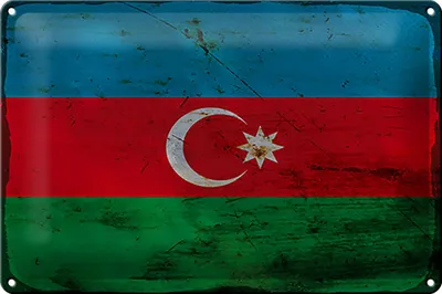 Produktbild von Blechschild Flagge Aserbaidschan 30x20cm Azerbaijan Rost