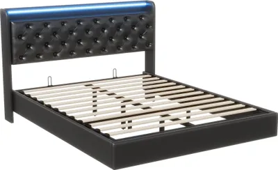 Produktbild von ProximaX Polsterbett 160x200cm mit Ladefunktion (USB), Jugendbett Doppelbett Stauraumbett mit LED und Kopfteil-Stauraum, Hydraulik-Boxspringbett mit Lattenrost