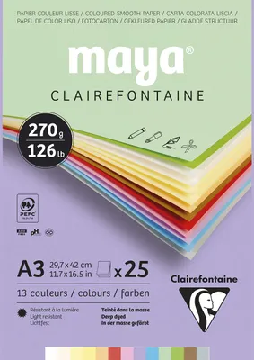 Produktbild von Clairefontaine 975337C, Kunstdruckpapierblock, 270 g/m², 25 Blätter