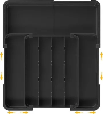 Produktbild von Tischbesteck Organizer mit 7 Fächern, 24 x 32,2 cm, für Tafelgeschirr und Organisation - Schwarz