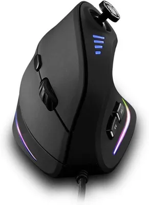 Image de Souris verticale ergonomique avec joystick - 10 000 DPI - USB - 11 boutons - pour PC et ordinateur portable, noire