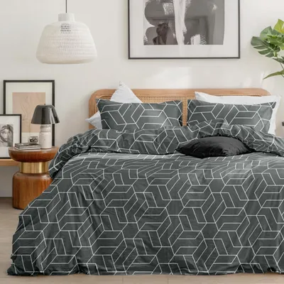 Imagen del producto de Juego de fundas de edredón geométricas de 220x240 cm, que incluye 2 fundas de almohada