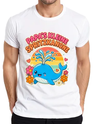 Productafbeelding van Papa's kleine spuitpistool. Babydorpel. Vader. Statement. Sarcasme. Schattig. Heren T-shirt, wit, XXL
