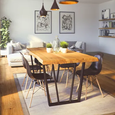 Produktbild von Krok Wood Esstisch Lisbon aus Massivholz in Buche mit Metallbein 200x100x75 cm