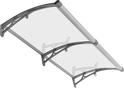 Zdjęcie produktu dla Daszek na drzwi i okna - Zakrzywiona konstrukcja - Rama ze stopu aluminium - Ochrona przed promieniowaniem UV, deszczem i śniegiem - Duża nośność - Przezroczysty i srebrny