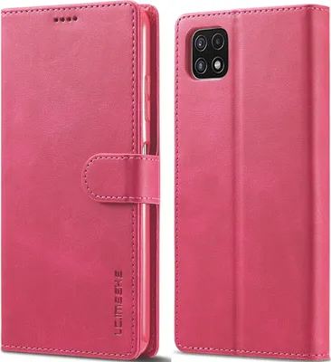 Image de Etui pour Samsung Galaxy A22 5G, étui en cuir avec fermeture magnétique et support, étui de protection Rose