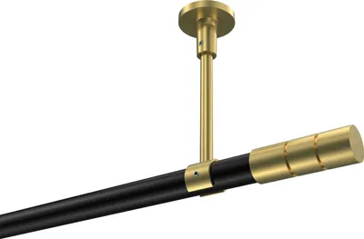 Produktbild von Interdeco Gardinenstange / Vorhangstange Schwarz / Messing-Optik, Typ Sonette Elanto (Rillenzylinder) ohne Ringe, Deckenmontage, 20 mm Ø 1-läufig, 260 cm