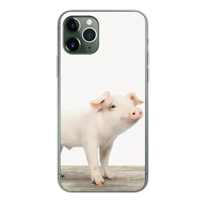 Produktbild von MuchoWow® Handyhülle Schutzhülle Hülle für iPhone 11 Pro Ferkel - Groß - Tiere - Rosa - Jungen - Mädchen - Kinder Silikon Softcase Handy Hülle - Handy