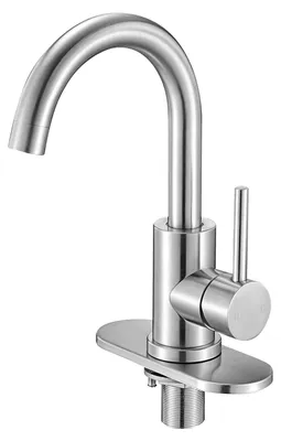 Produktbild von VEVOR Einhebel-Spültischarmatur, Massive Messing Einhebel-Küchenarmatur, 1 oder 3 Loch Küchenarmaturen mit Druckknopf-Abfluss, Geeignet für Badezimmer, Wohnmobil, Bar, öffentliche Toilette, Rückflussverhinderungsdesign, Runder Gänneck
