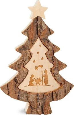 Produktbild von Weihnachtsbaum mit Lasergravur \'Krippe\'