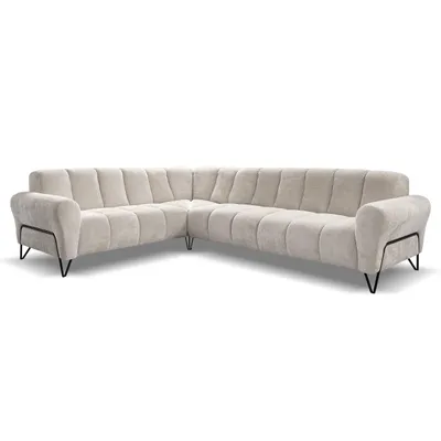 Produktbild von Beautysofa Ecksofa 295 cm, Moderne Couch, Sofa mit Schwarzen Metallbeinen - Seitenausführung: rechts, Polsterecke, VOLARE L - Form Creme Storm 02