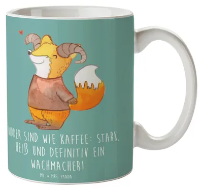 Produktbild von Mr. & Mrs. Panda Kaffeebecher Widder Power - Meeresbrise - Geschenk, Tasse, Geschenke Sternzeichen, Henkelpott, Kaffeetasse, Kaffeepott, Teetasse, impulsiv, Lebendigkeit