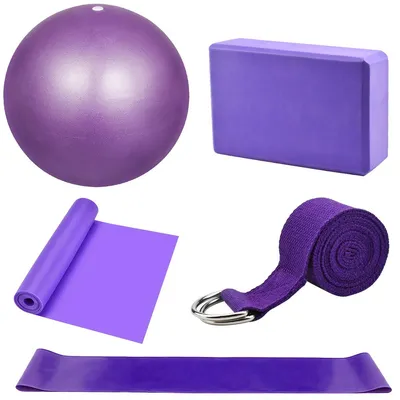 Produktbild von Omgoods – Yoga-Starter-Set – 5 Yogablöcke und ein Gurt-Set mit Yogaball