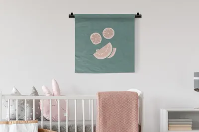 Produktbild von MuchoWow® Wandteppich Wandbehang Sommer - Obst - Rosa 60x60 cm Tapisserie Dekoration Wandtuch - Dekorationen - Wand Decke