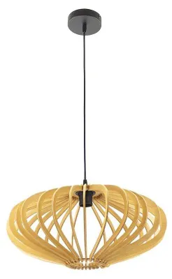 Obrázok produktu pre Zavesené svietidlo z dreva – prírodné drevo – 1 x pätica E27 – 45 x 45 cm, štýlová dekorácia interiéru